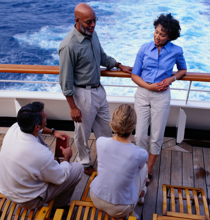 Three women talking and laughing